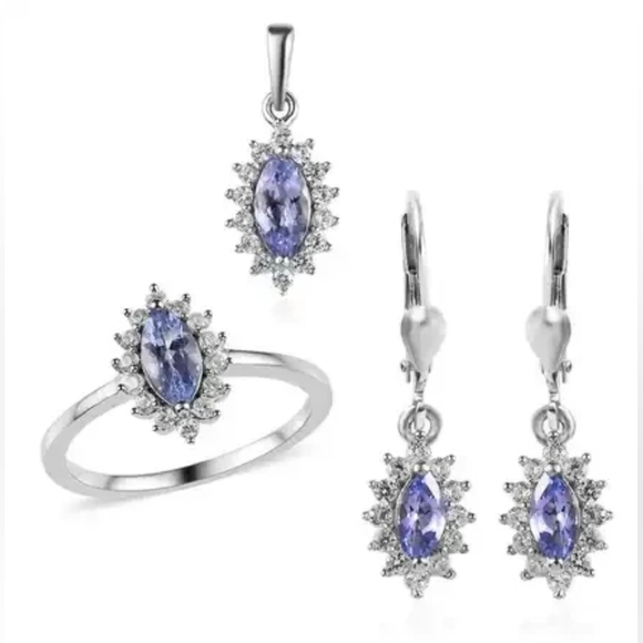 Tanzanite Jewelry Set includes Ring, Earrings, Pendant Great Gift for Daughter - Picture 1 of 7